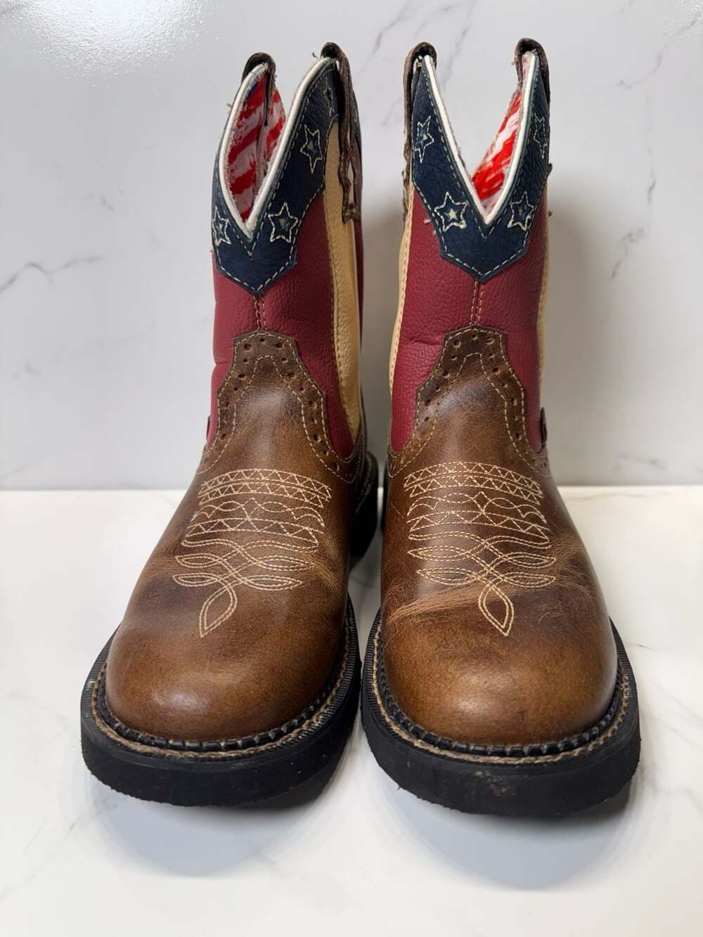 Justin Women's Chellie Stars and Stripes Western Boots L9521 Brown Size 6.5B